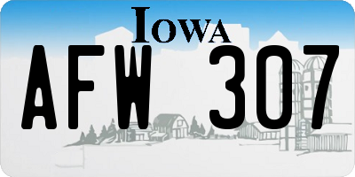 IA license plate AFW307