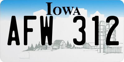 IA license plate AFW312