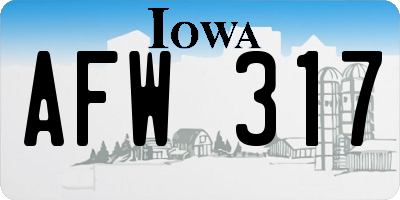 IA license plate AFW317