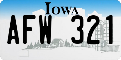 IA license plate AFW321