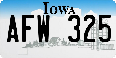 IA license plate AFW325