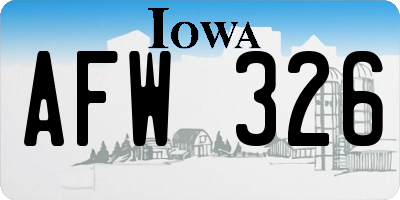 IA license plate AFW326
