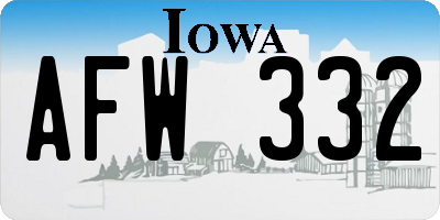 IA license plate AFW332