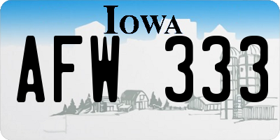 IA license plate AFW333