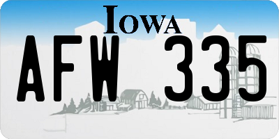 IA license plate AFW335