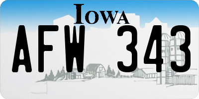 IA license plate AFW343