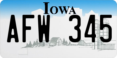 IA license plate AFW345