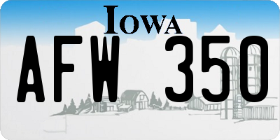 IA license plate AFW350