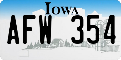 IA license plate AFW354