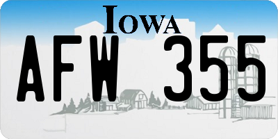 IA license plate AFW355