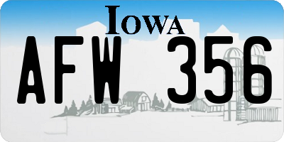 IA license plate AFW356