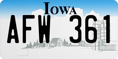 IA license plate AFW361