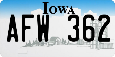 IA license plate AFW362