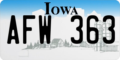 IA license plate AFW363