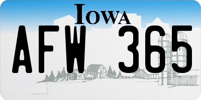 IA license plate AFW365