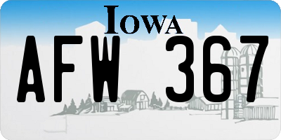 IA license plate AFW367