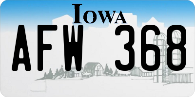 IA license plate AFW368