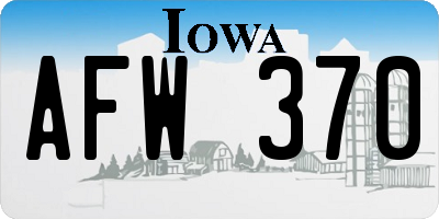 IA license plate AFW370