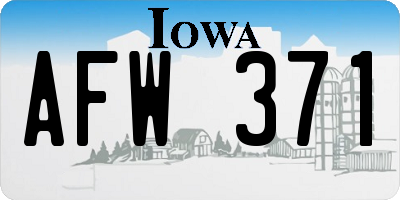 IA license plate AFW371