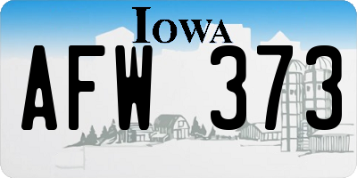 IA license plate AFW373