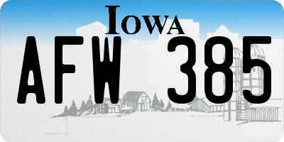 IA license plate AFW385