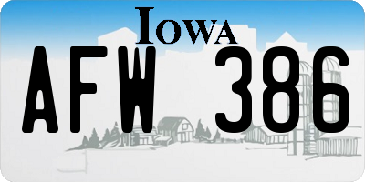 IA license plate AFW386