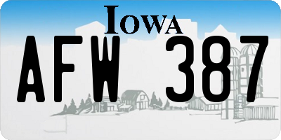 IA license plate AFW387