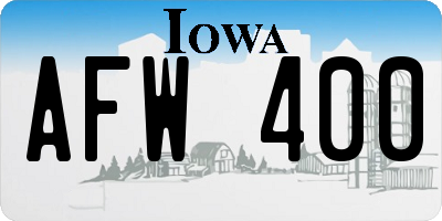 IA license plate AFW400