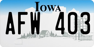 IA license plate AFW403