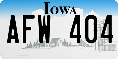IA license plate AFW404