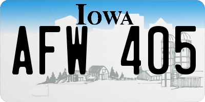 IA license plate AFW405