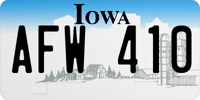 IA license plate AFW410