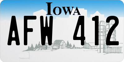 IA license plate AFW412