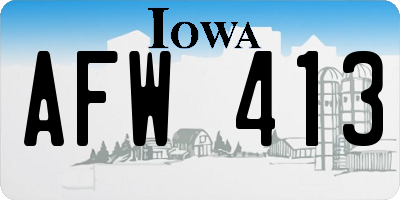 IA license plate AFW413