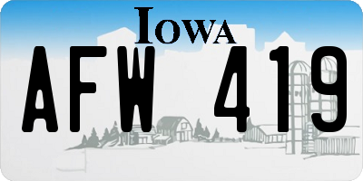 IA license plate AFW419