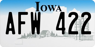 IA license plate AFW422