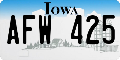 IA license plate AFW425