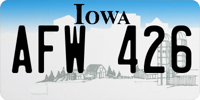 IA license plate AFW426