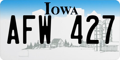 IA license plate AFW427