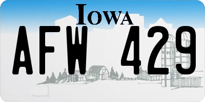 IA license plate AFW429