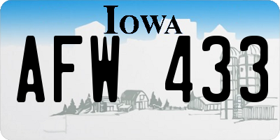 IA license plate AFW433