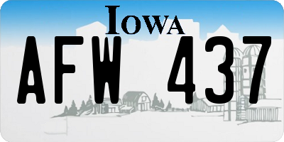 IA license plate AFW437