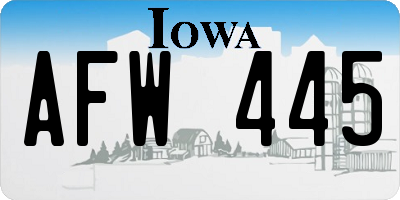IA license plate AFW445