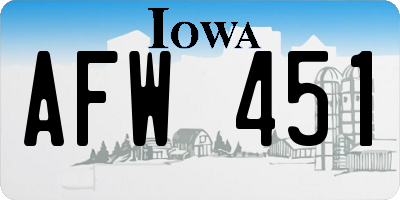 IA license plate AFW451