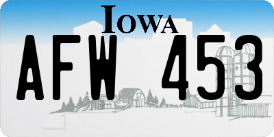 IA license plate AFW453