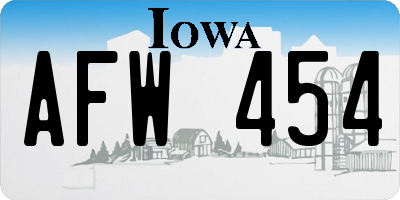 IA license plate AFW454
