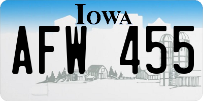 IA license plate AFW455