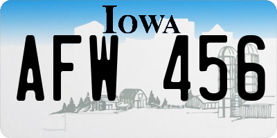 IA license plate AFW456