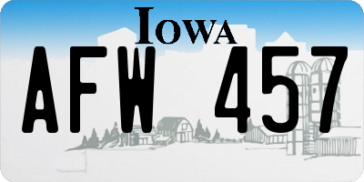 IA license plate AFW457