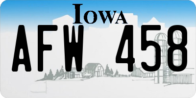 IA license plate AFW458